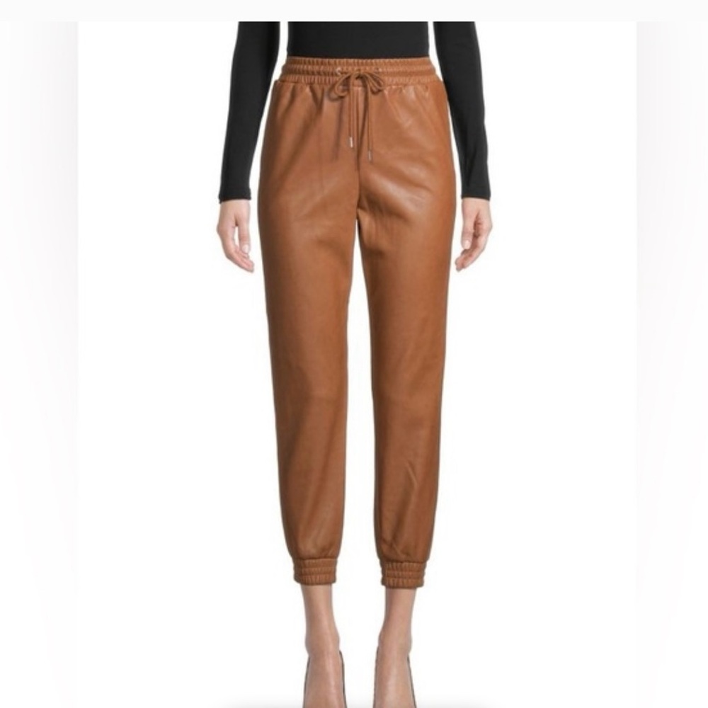 BAGATELLE Faux Leather Joggers Camel Size Medium